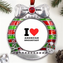 I Love American Breakfast Metal X mas Ribbon With Red Crystal Round Ornament by ilovewhateva