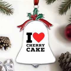 I Love Cherry Cake Metal Holly Leaf Bell Ornament by ilovewhateva