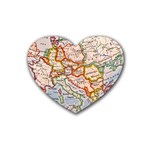 Map Europe Globe Countries States Rubber Coaster (Heart) Front