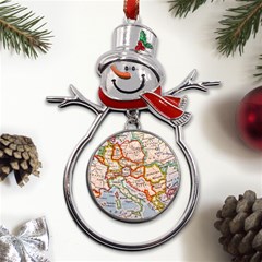 Map Europe Globe Countries States Metal Snowman Ornament by Ndabl3x