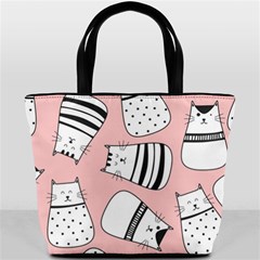 Cute Cats Cartoon Seamless-pattern Bucket Bag by Vaneshart