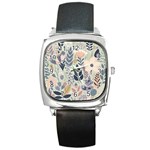 Flower Floral Pastel Square Metal Watch Front