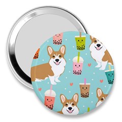 Welsh Corgi Boba Tea Bubble Cute Kawaii Dog Breed 3  Handbag Mirrors by Wav3s