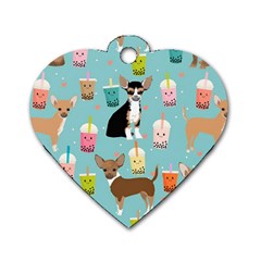 Chihuahua Bubble Kawaii Boba Tea Cute Dog Dog Tag Heart (one Side) by Wav3s