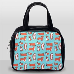 Corgis On Teal Classic Handbag (one Side) by Wav3s