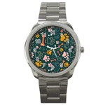 Dog Paw Colorful Fabrics Digitally Sport Metal Watch Front