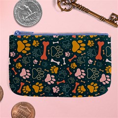 Dog Paw Colorful Fabrics Digitally Large Coin Purse by Wav3s