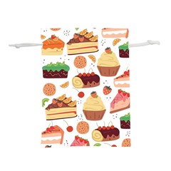 Seamless Pattern Hand Drawing Cartoon Dessert And Cake Lightweight Drawstring Pouch (m) by Wav3s