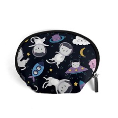 Space Cat Illustration Pattern Astronaut Accessory Pouch (small) by Wav3s