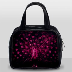 Peacock Pink Black Feather Abstract Classic Handbag (two Sides) by Wav3s