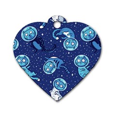 Cat Spacesuit Space Suit Astronaut Pattern Dog Tag Heart (one Side) by Wav3s