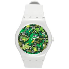 Dino Kawaii Round Plastic Sport Watch (m) by Wav3s