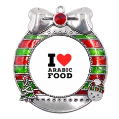 I Love Arabic Food Metal X mas Ribbon With Red Crystal Round Ornament by ilovewhateva