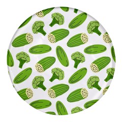 Vegetable Pattern With Composition Broccoli Round Glass Fridge Magnet (4 Pack) by Grandong