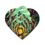 Monkey Tiger Bird Parrot Forest Jungle Style Dog Tag Heart (Two Sides) Front