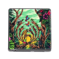 Monkey Tiger Bird Parrot Forest Jungle Style Memory Card Reader (square 5 Slot) by Grandong