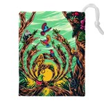 Monkey Tiger Bird Parrot Forest Jungle Style Drawstring Pouch (5XL) Front