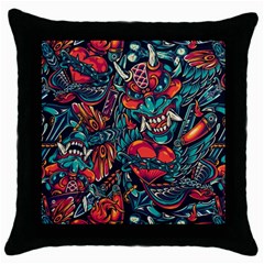 Japanese Graffiti Throw Pillow Case (black) by Cowasu