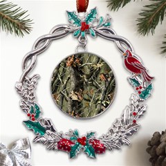 Realtree Camo Seamless Pattern Metal X mas Wreath Holly Leaf Ornament by Cowasu