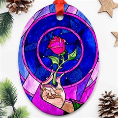 Stained Glass Rose Oval Ornament (two Sides) by Cowasu