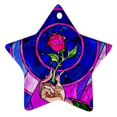 Stained Glass Rose Star Ornament (two Sides) by Cowasu