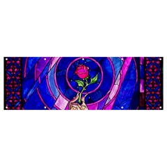 Stained Glass Rose Banner And Sign 12  X 4  by Cowasu