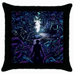 Horror Psychedelic Art Throw Pillow Case (black) by Cowasu