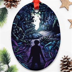 Horror Psychedelic Art Oval Ornament (two Sides) by Cowasu