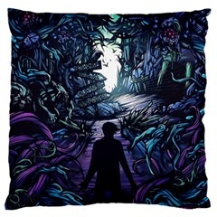 Horror Psychedelic Art Large Premium Plush Fleece Cushion Case (one Side) by Cowasu