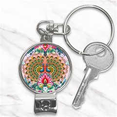 Pink Peacock Bird Pattern Texture Nail Clippers Key Chain by Cowasu