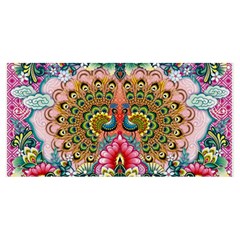 Pink Peacock Bird Pattern Texture Banner And Sign 8  X 4  by Cowasu