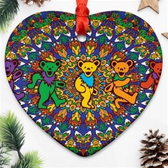 Grateful Dead Pattern Heart Ornament (two Sides) by Cowasu