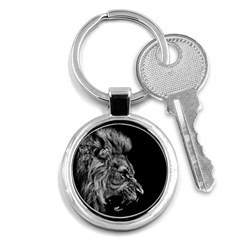 Angry Lion Black And White Key Chain (round) by Cowasu