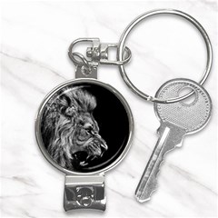 Angry Lion Black And White Nail Clippers Key Chain by Cowasu