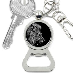 Angry Lion Black And White Bottle Opener Key Chain by Cowasu