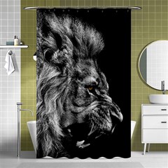 Angry Lion Black And White Shower Curtain 48  X 72  (small)  by Cowasu