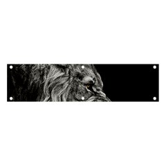 Angry Lion Black And White Banner And Sign 4  X 1  by Cowasu