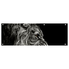 Angry Lion Black And White Banner And Sign 9  X 3  by Cowasu