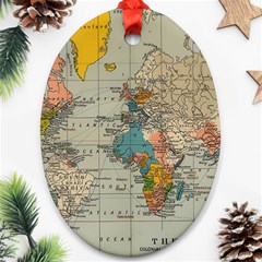 Vintage World Map Ornament (oval) by Cowasu