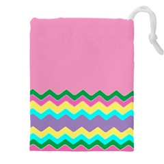 Easter Chevron Pattern Stripes Drawstring Pouch (5xl) by Amaryn4rt