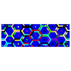 Blue Bee Hive Pattern Banner And Sign 9  X 3  by Amaryn4rt