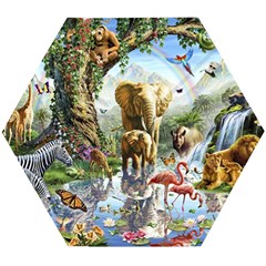 Beautiful Jungle Animals Wooden Puzzle Hexagon by Ravend