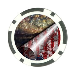 Independence Day Background Abstract Grunge American Flag Poker Chip Card Guard (10 Pack) by Ravend