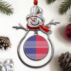 American Flag Patriot Red White Metal Snowman Ornament by Celenk