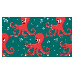 Cute-smiling-red-octopus-swimming-underwater Banner And Sign 7  X 4  by uniart180623