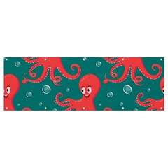 Cute-smiling-red-octopus-swimming-underwater Banner And Sign 12  X 4  by uniart180623