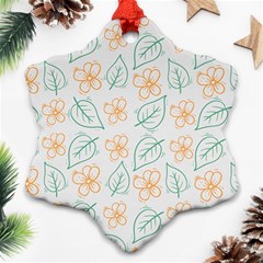 Hand-drawn-cute-flowers-with-leaves-pattern Snowflake Ornament (two Sides) by uniart180623