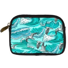 Sea-waves-seamless-pattern Digital Camera Leather Case by uniart180623