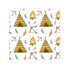 Cute-cartoon-native-american-seamless-pattern Square Satin Scarf (30  X 30 ) by uniart180623