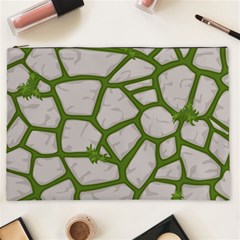 Cartoon-gray-stone-seamless-background-texture-pattern Green Cosmetic Bag (xxl)